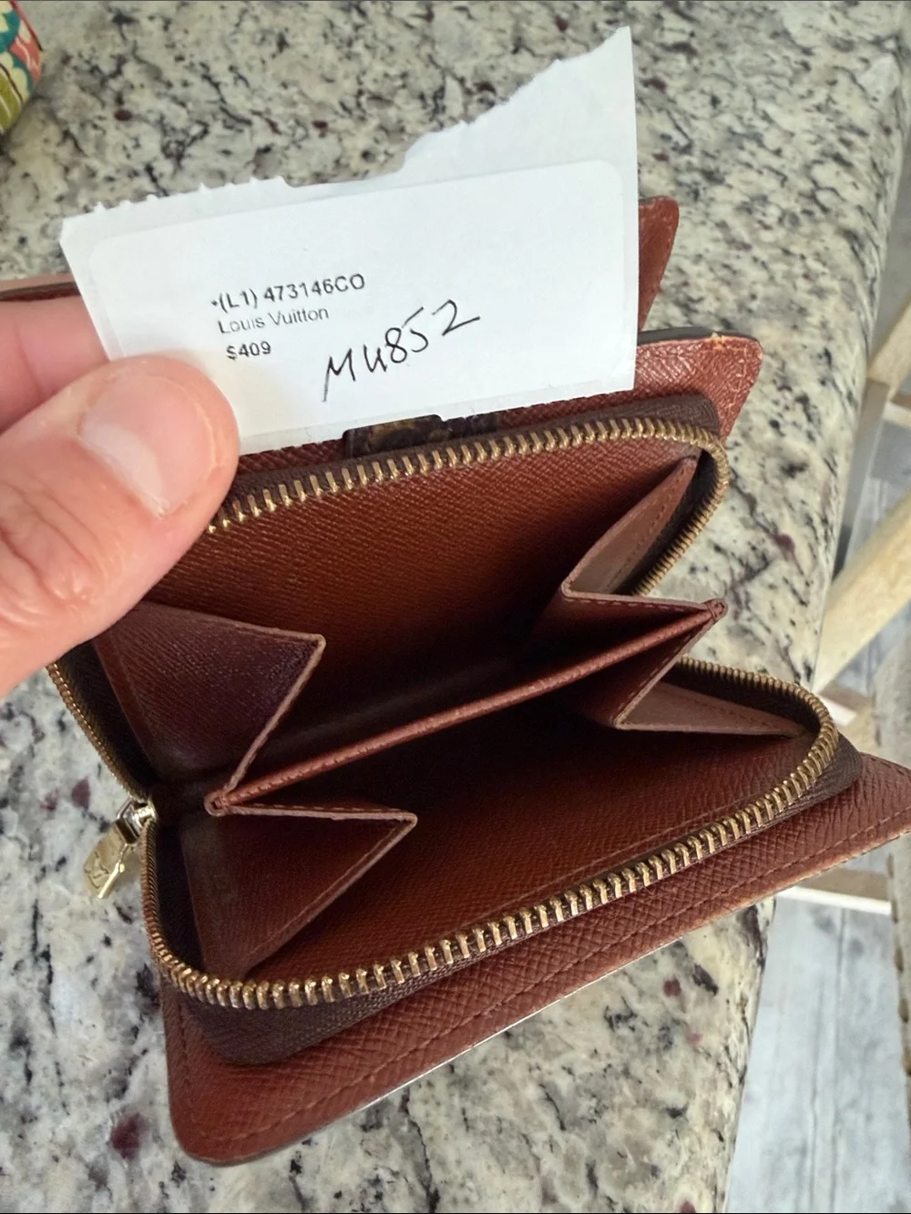 Louis Vuitton Brown Monogram Canvas Card Holder with Gold Snap